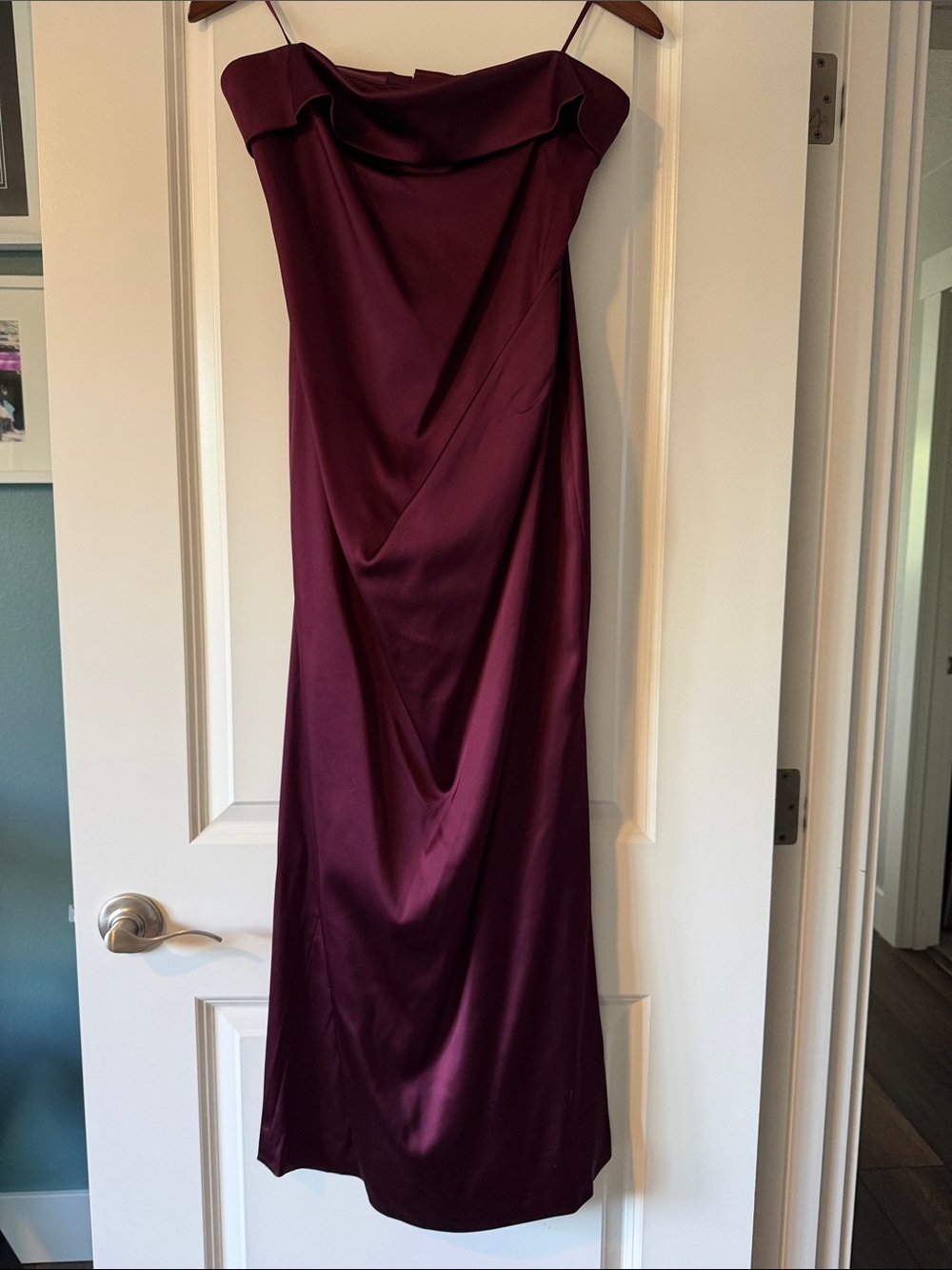 Aritzia Strapless Satin Slip Dress in Wine